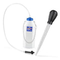 Brake bleeder bottle kit with white 1L bottle, blue cap, hose, and fluid extractor