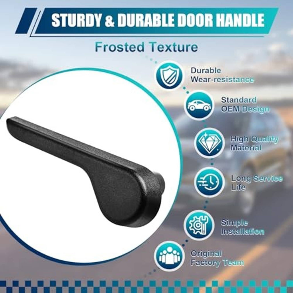 Black seat recliner handle lever with frosted, textured finish.