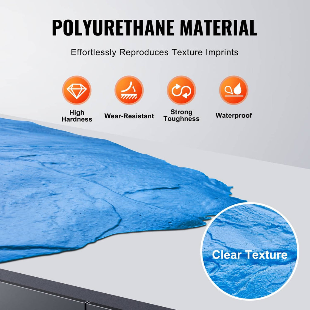 Blue polyurethane texture stamp mat with slate rock surface texture detail