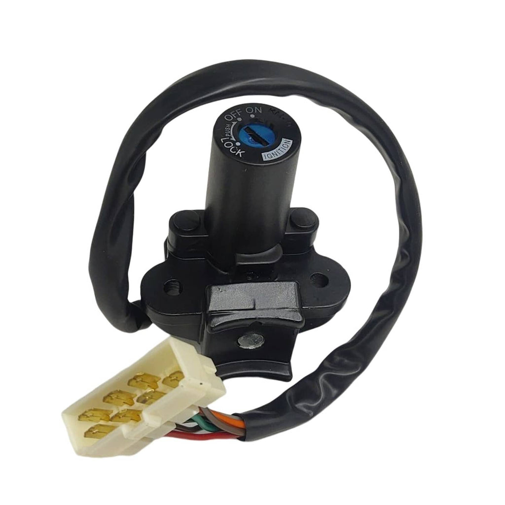 Ignition switch cylinder with wiring harness connector and black key switch housing