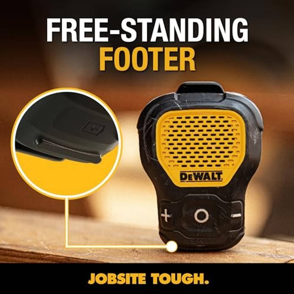 Yellow speaker grille clip-on Bluetooth speaker with plus and minus buttons