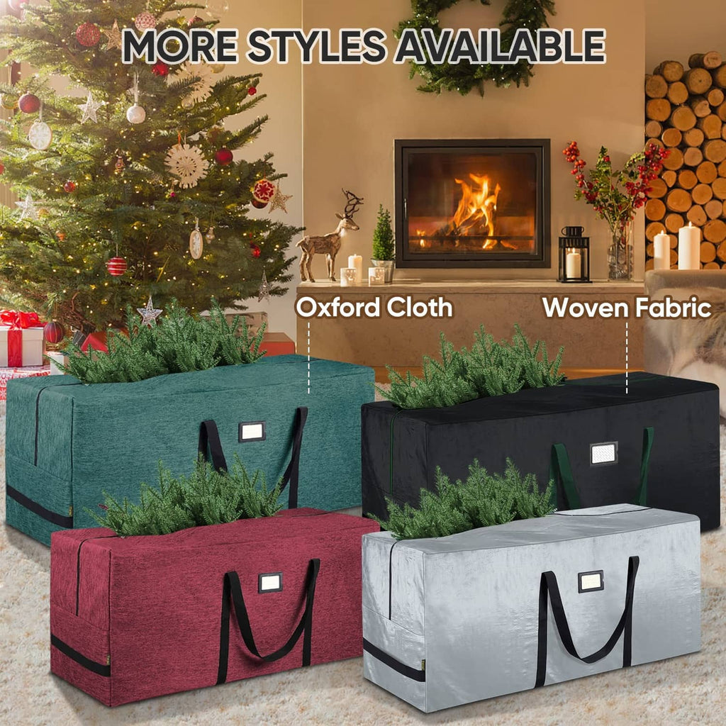 Green extra large tree storage bag with carry handles and rectangular label patch