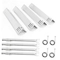 Stainless steel grill burner tubes with row of vent holes, replacement set of four