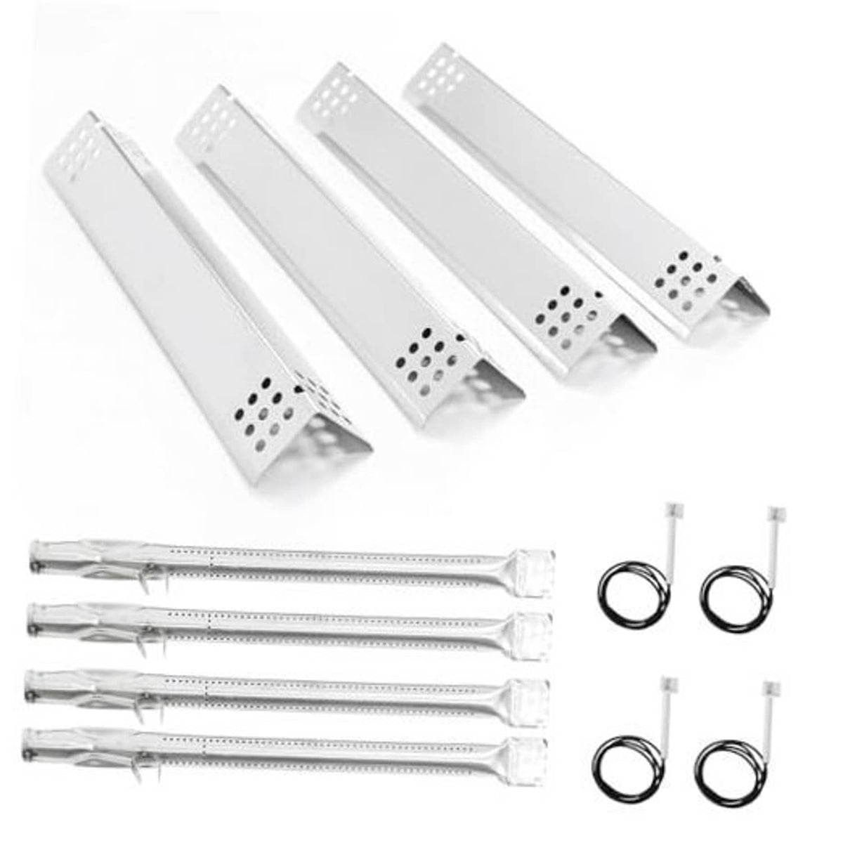 Stainless steel grill burner tubes with row of vent holes, replacement set of four