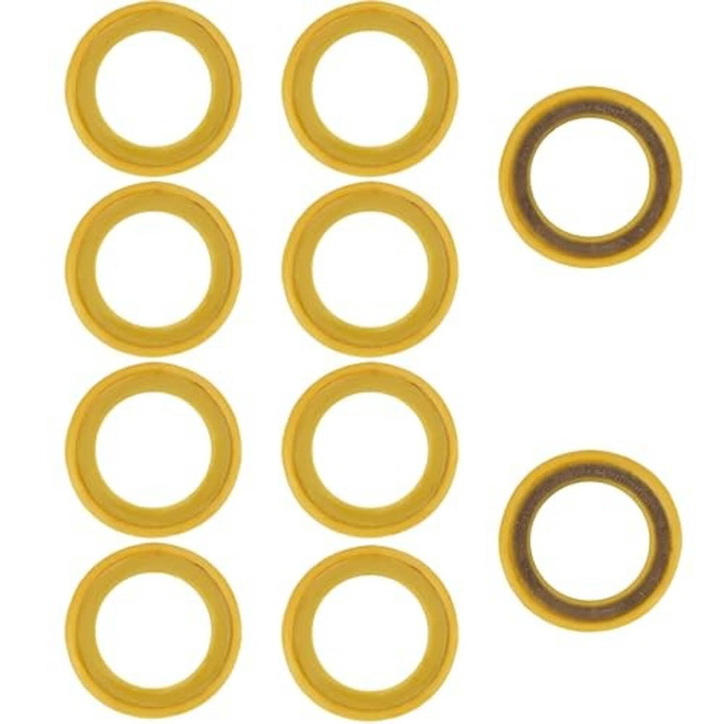 Pack of yellow outboard drain plug seal gasket rings, small round rubber washers