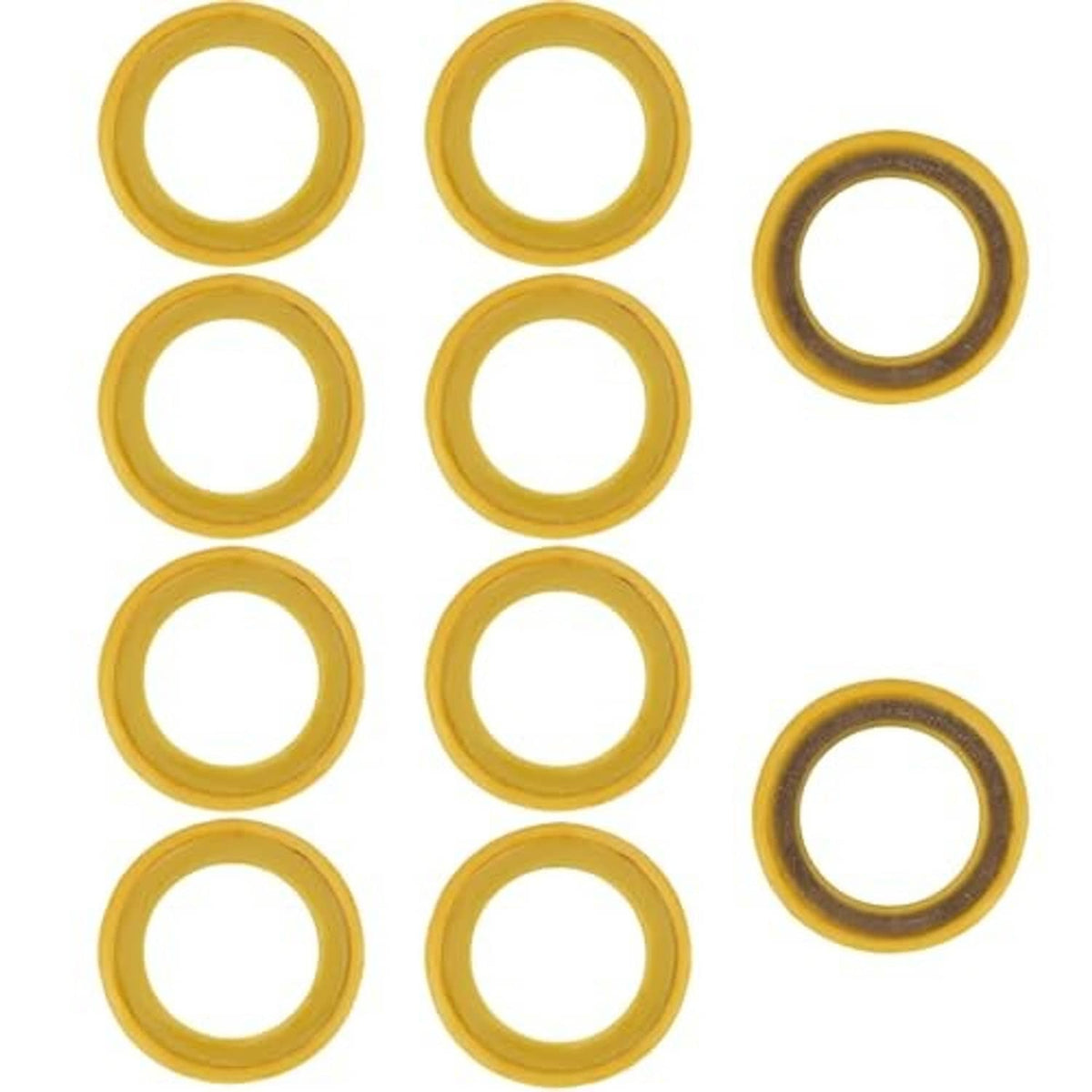 Pack of yellow outboard drain plug seal gasket rings, small round rubber washers