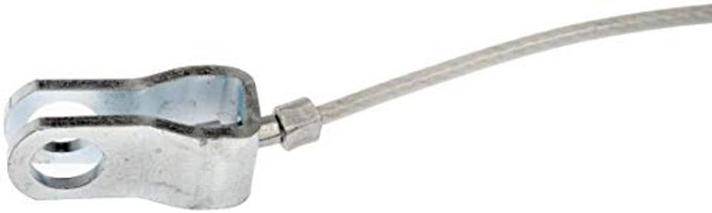 Hood release cable with chrome-like lever bracket and gray wire.