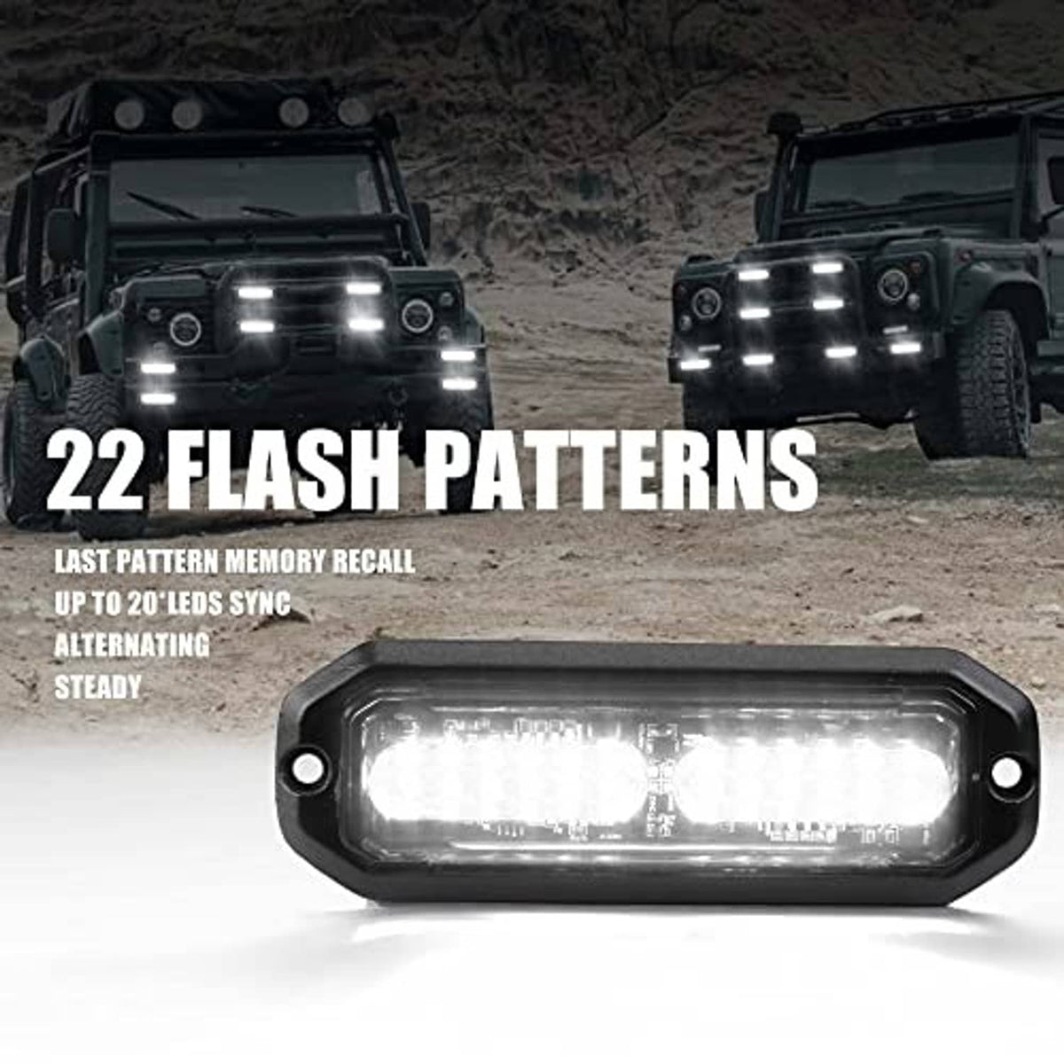 Single rectangular LED emergency grille flash side marker with clear lens and black housing