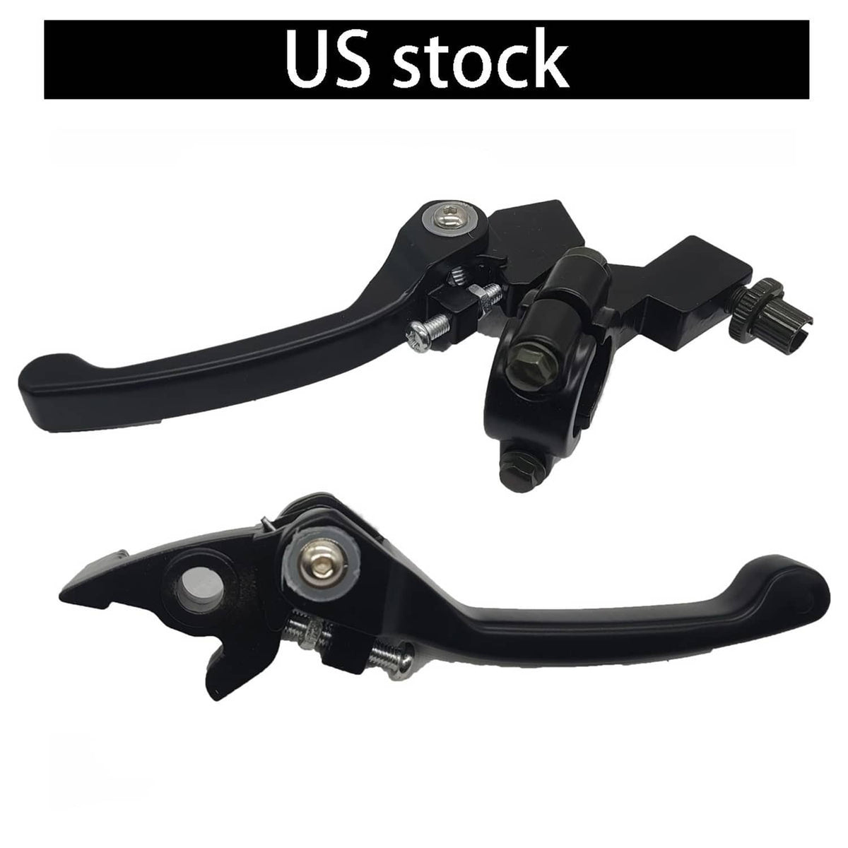 Black folding clutch and brake lever handle kit with mounting clamps