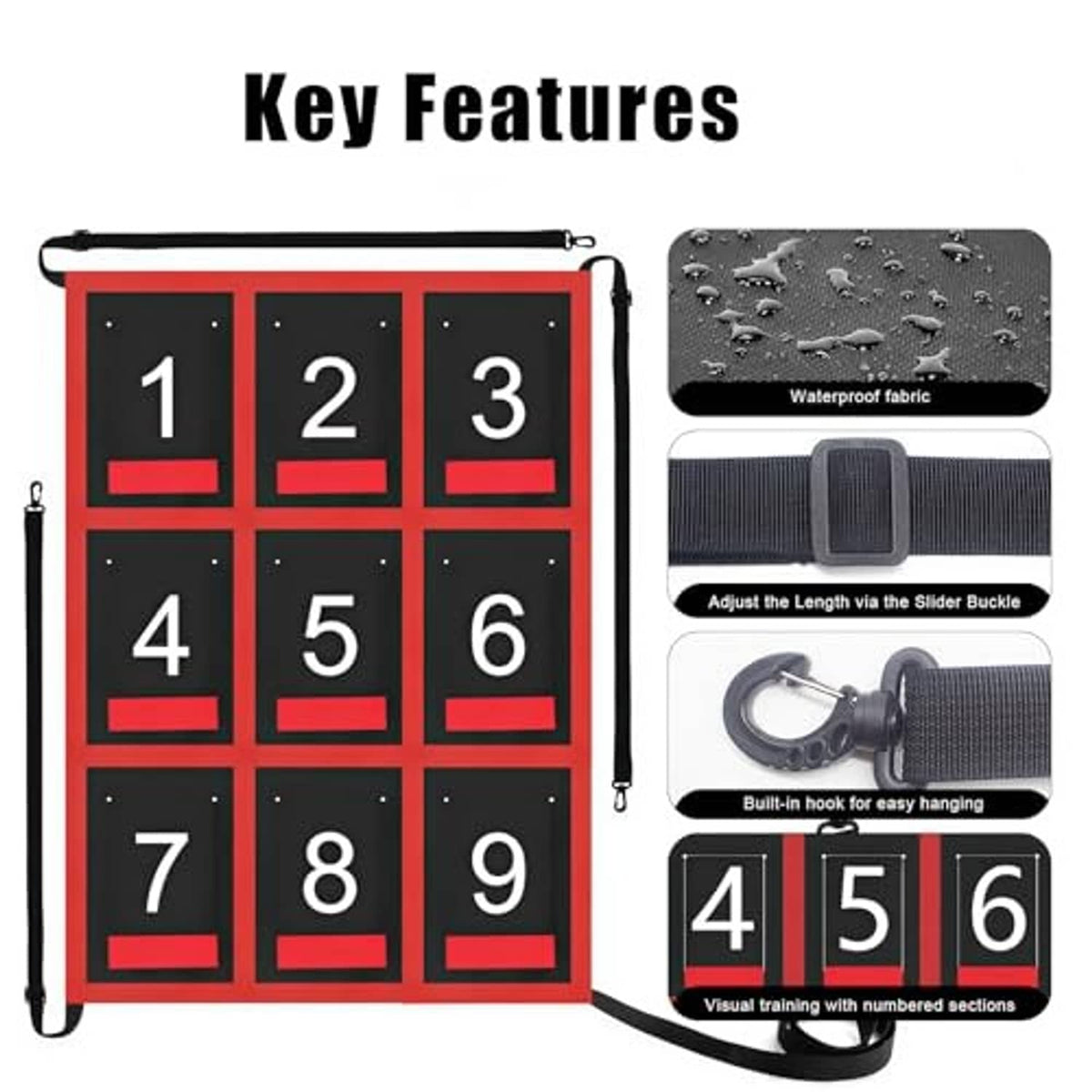 Strike zone target set with black net, red frame, and numbered 1–9 squares