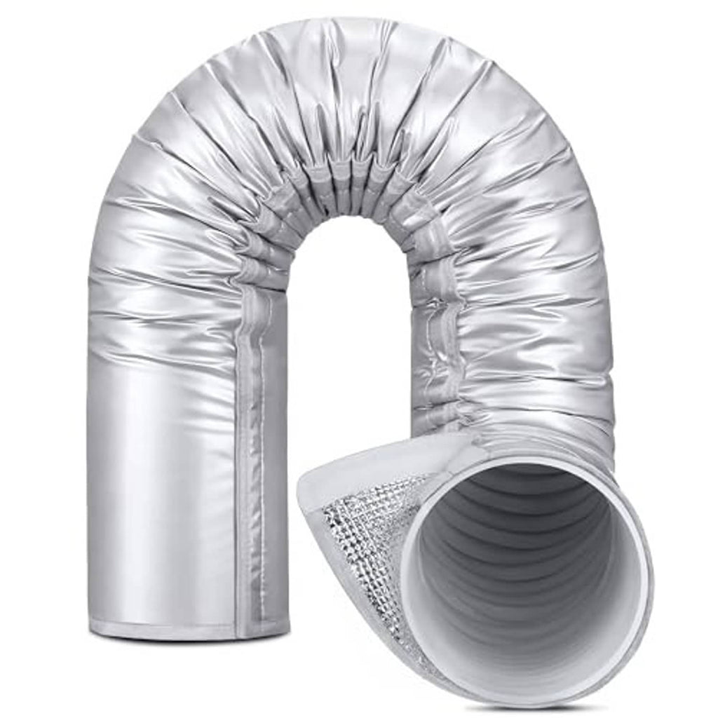Silver insulated AC hose insulation sleeve with rounded full wrap and end opening