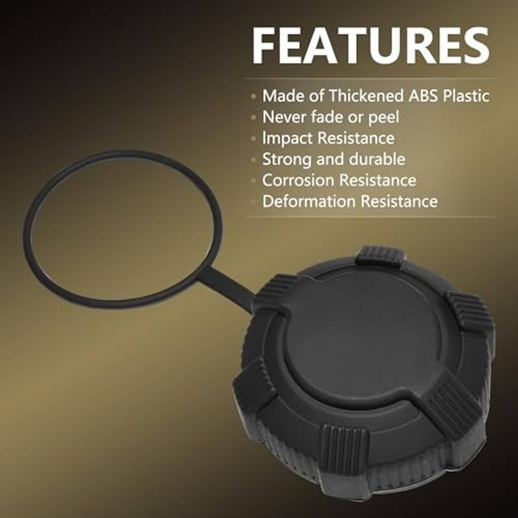 Fuel filler cap cover with O-ring seal, dark gray/black textured ABS plastic