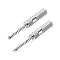 Set of two valve core removal tools, metal shafts with hex heads