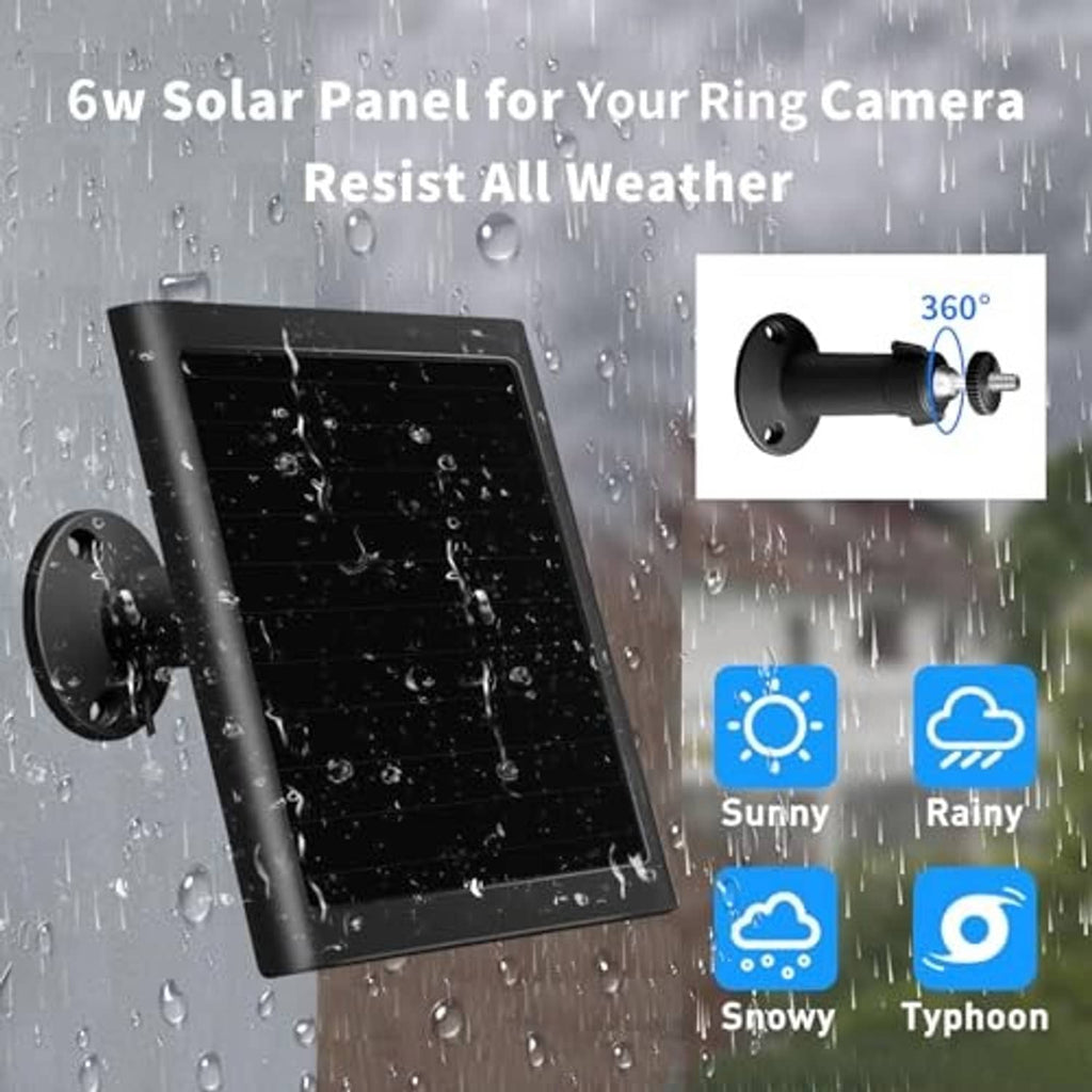 Black solar panel charger with water droplets and outdoor mounting kit