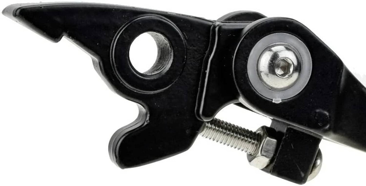 Black clutch lever perch with pivot screw and mounting hardware