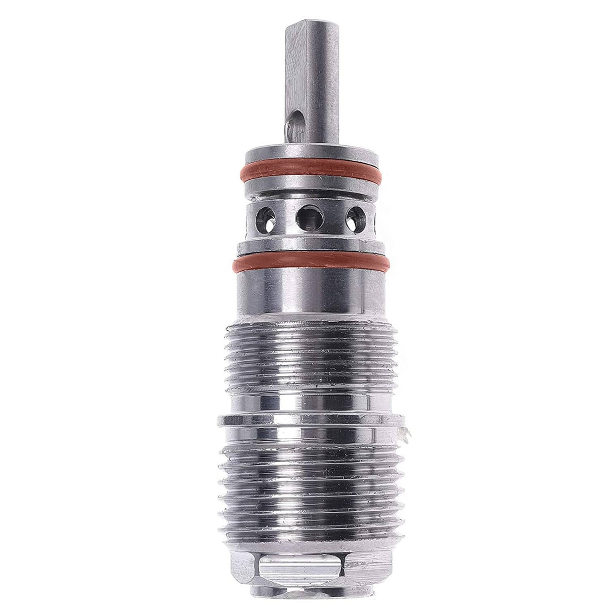 Stainless steel threaded plug replacement with brown seal band and top rod