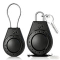 Waterproof lockable AirTag holder, black cable, padlock-style body, 2 pack