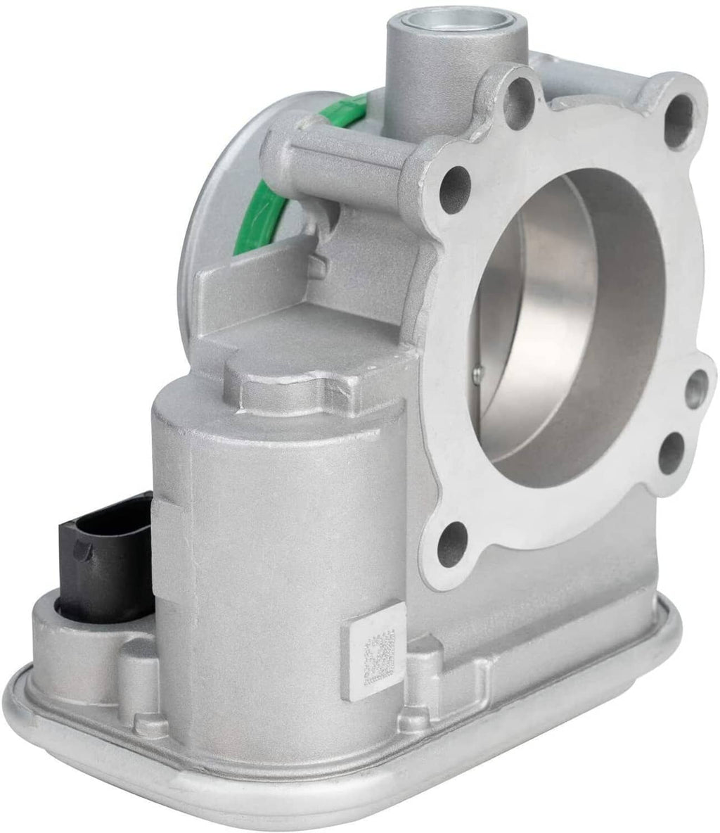 Throttle body with side inlet housing and flange mounting bolt holes