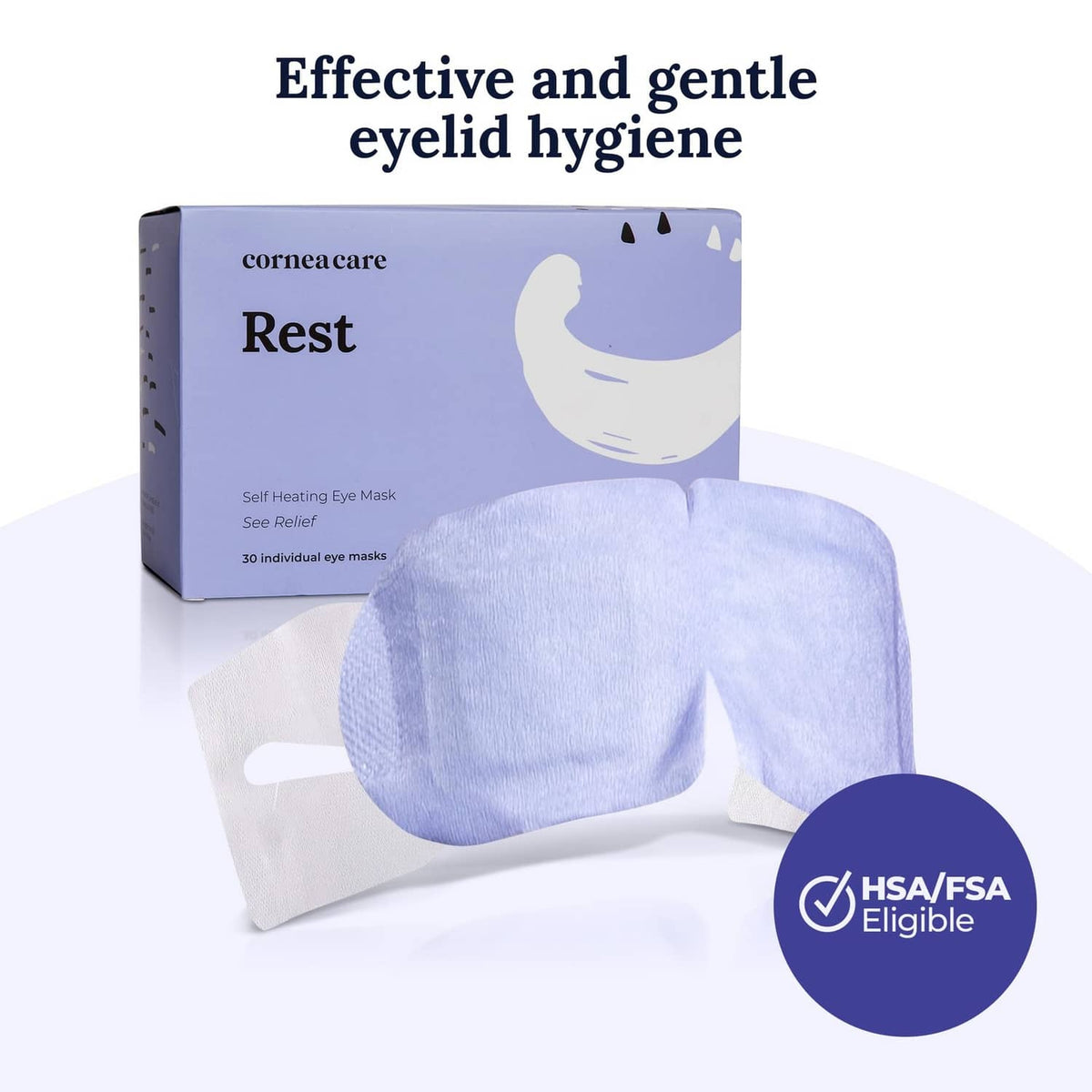 Self-heating warm eye mask box with light blue eye pads, Rest set