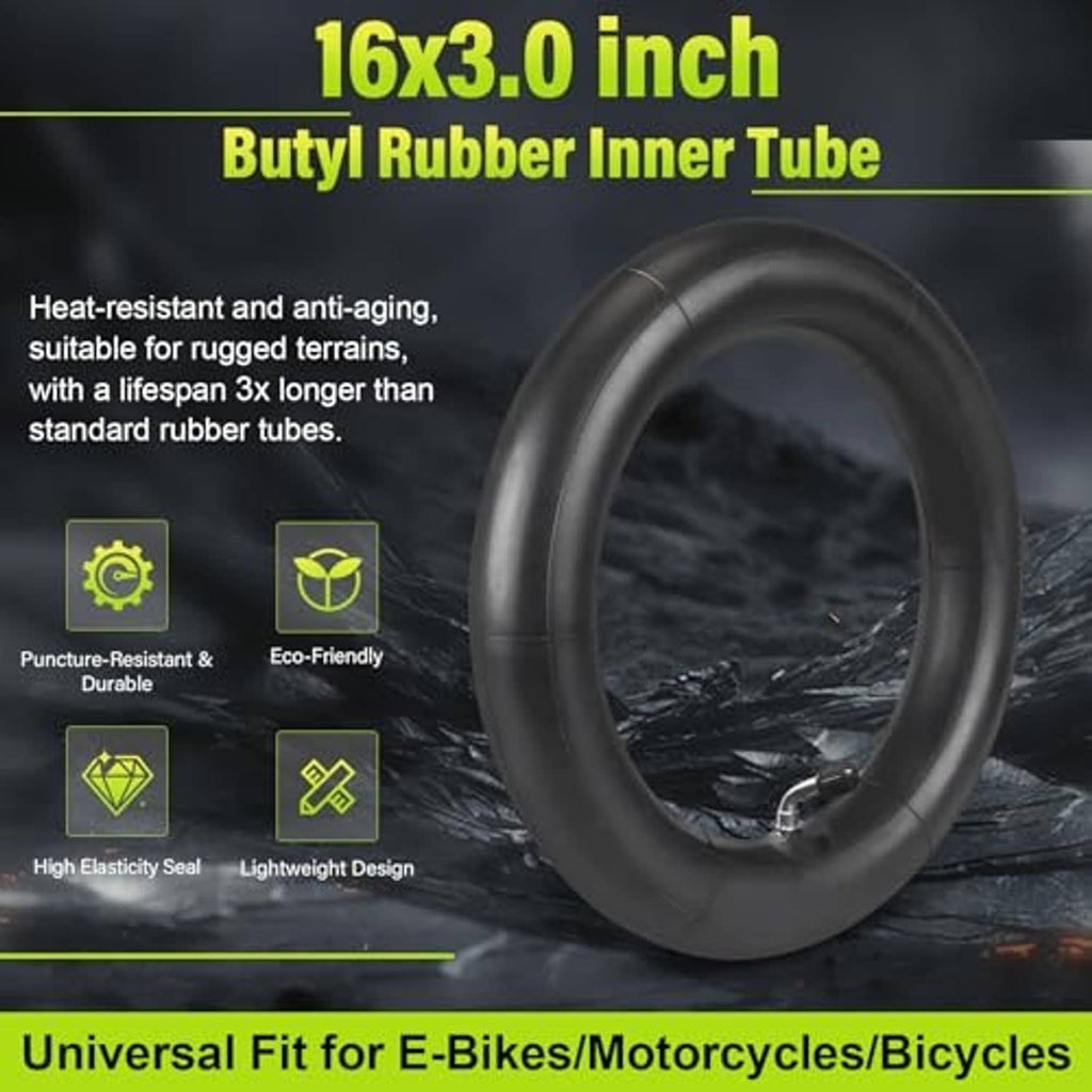 16x3.0 black butyl rubber inner tube with Schrader valve