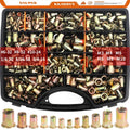 510-piece rivet nut assortment in black storage case, gold zinc-plated nut variety