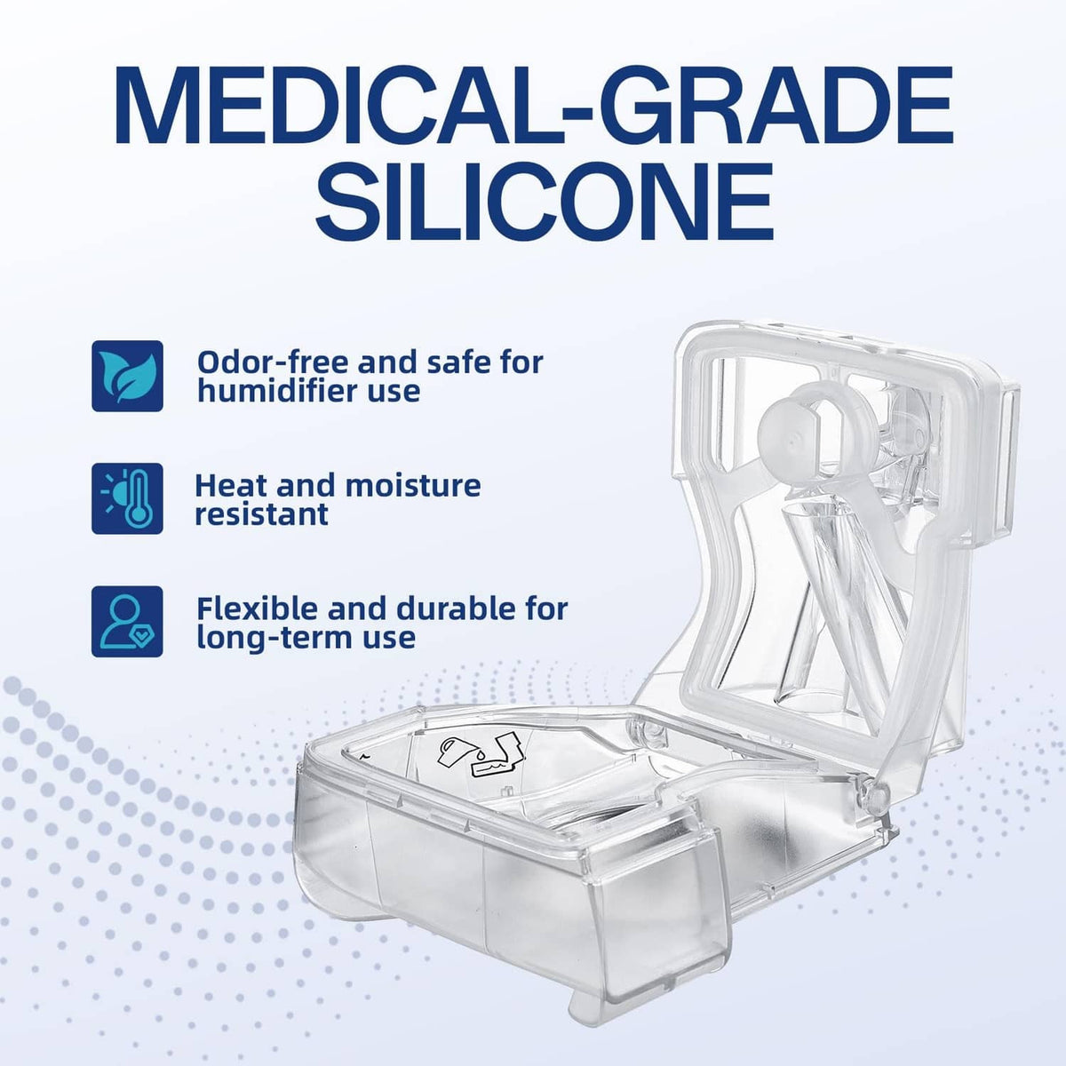 Medical-grade silicone gasket for humidifier use, transparent CPAP water chamber