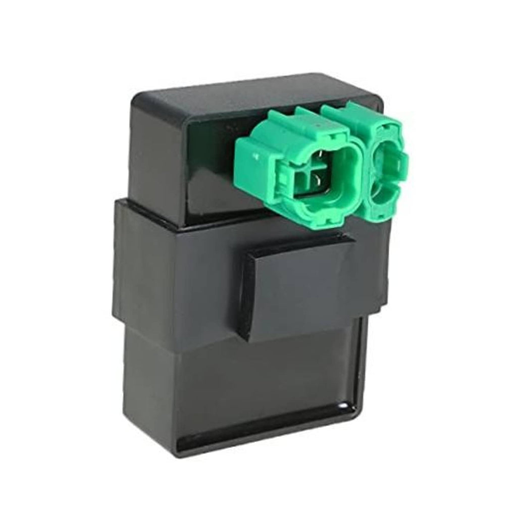 CDI ignition control module with green connector, black plastic housing.