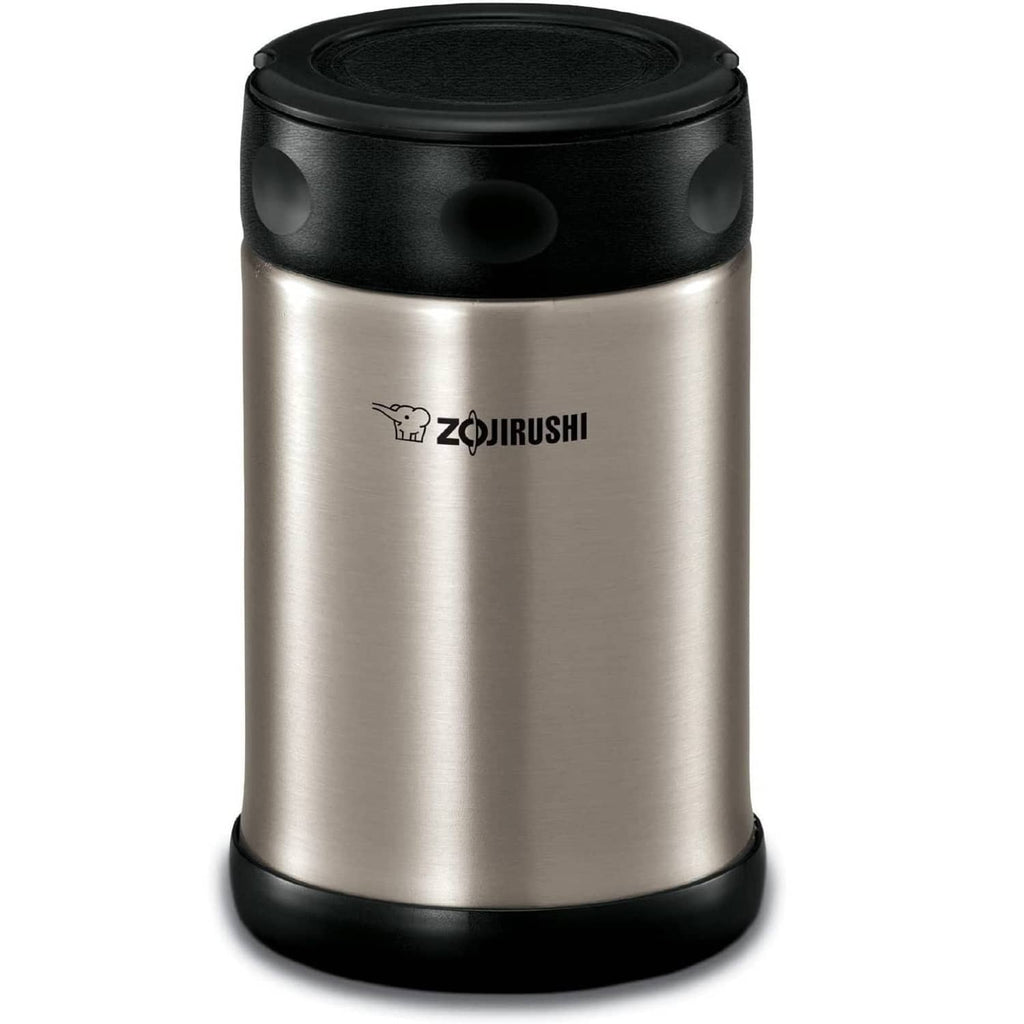 Zojirushi stainless steel food jar with black lid, medium size