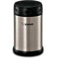 Zojirushi stainless steel food jar with black lid, medium size