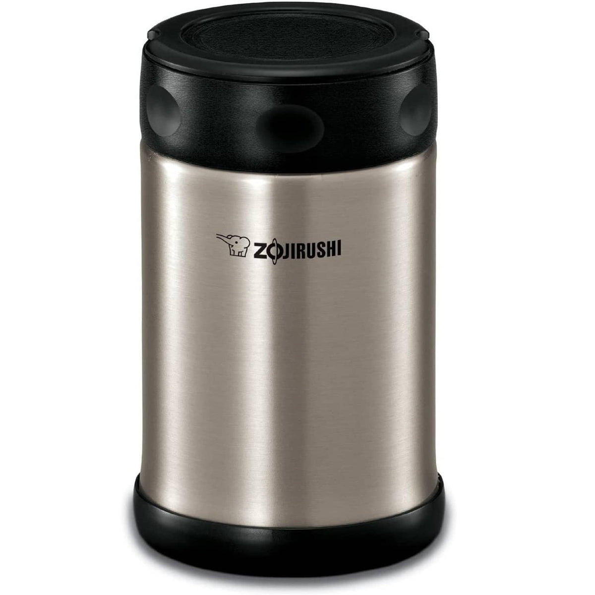 Zojirushi stainless steel food jar with black lid, medium size