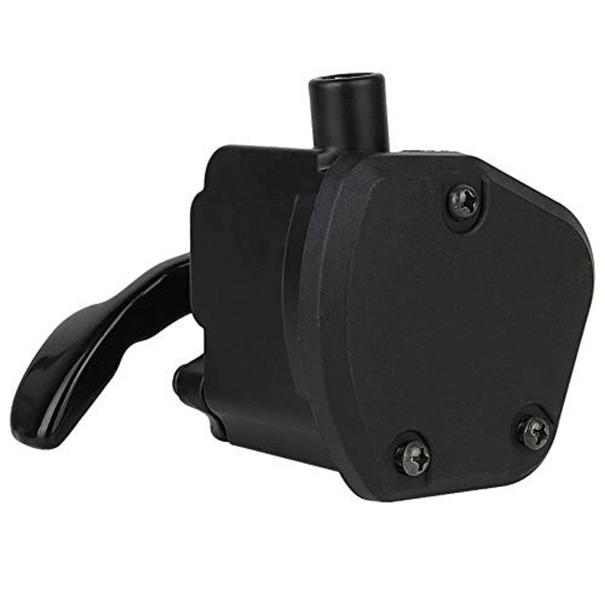Black thumb throttle actuator with side panel and visible mounting screws