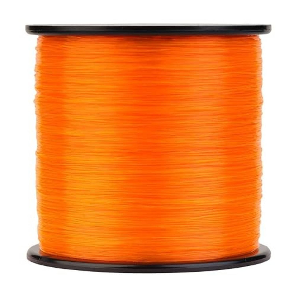 Orange blaze mono fishing line spool, top and side view