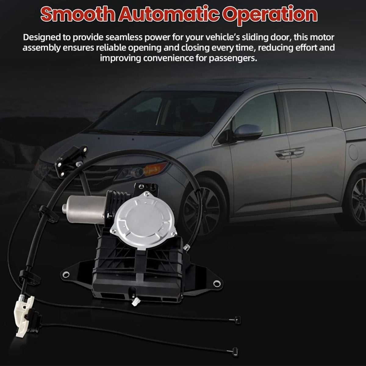 Power sliding door motor assembly installed view on vehicle