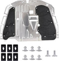 Engine splash guard underbody shield with silver metal plate and two black side pads