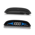 Car head up display gauge, black curved housing with blue flame-style speed screen