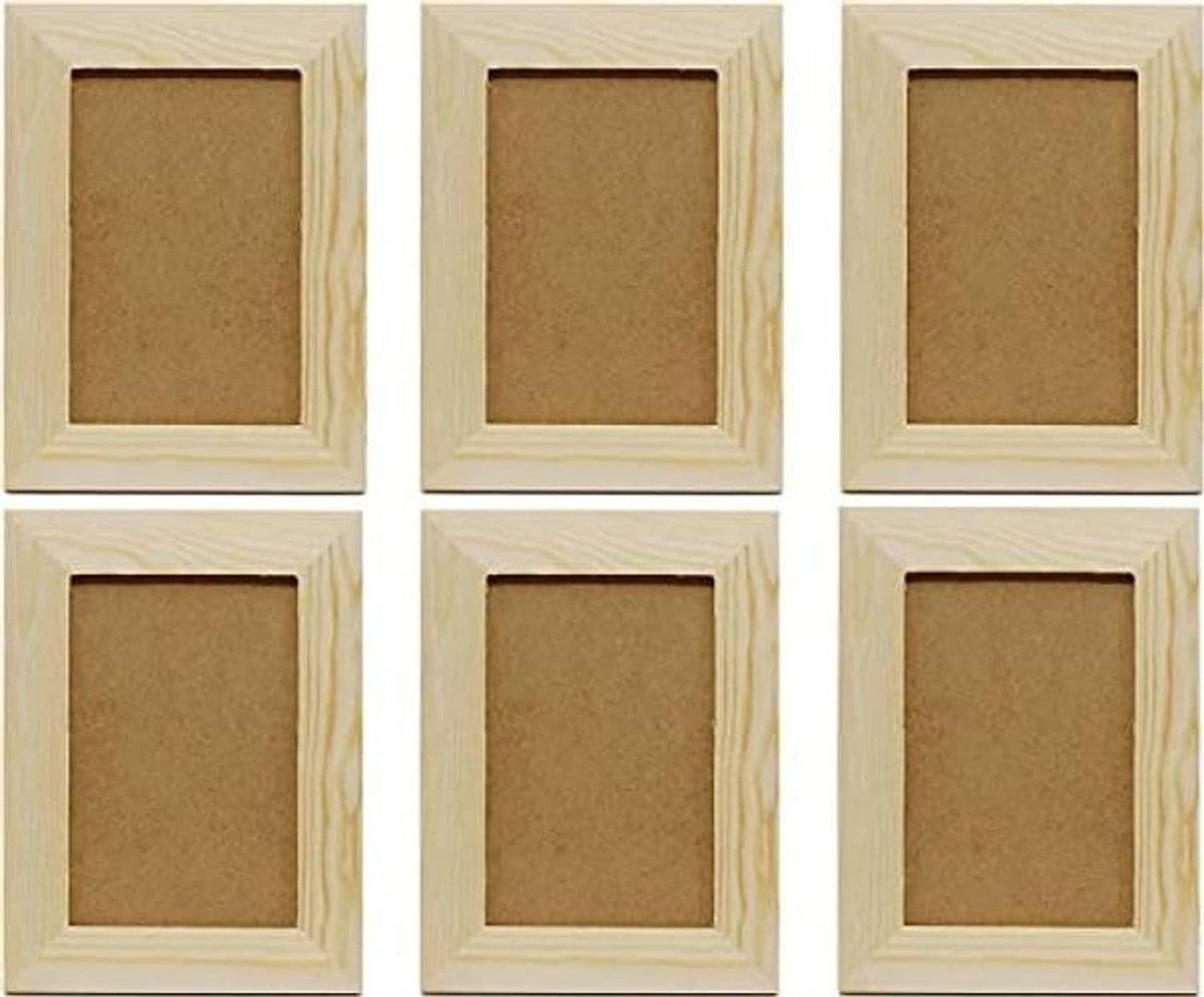 Pack of 12 unfinished pine wood picture frames with kraft inner backing