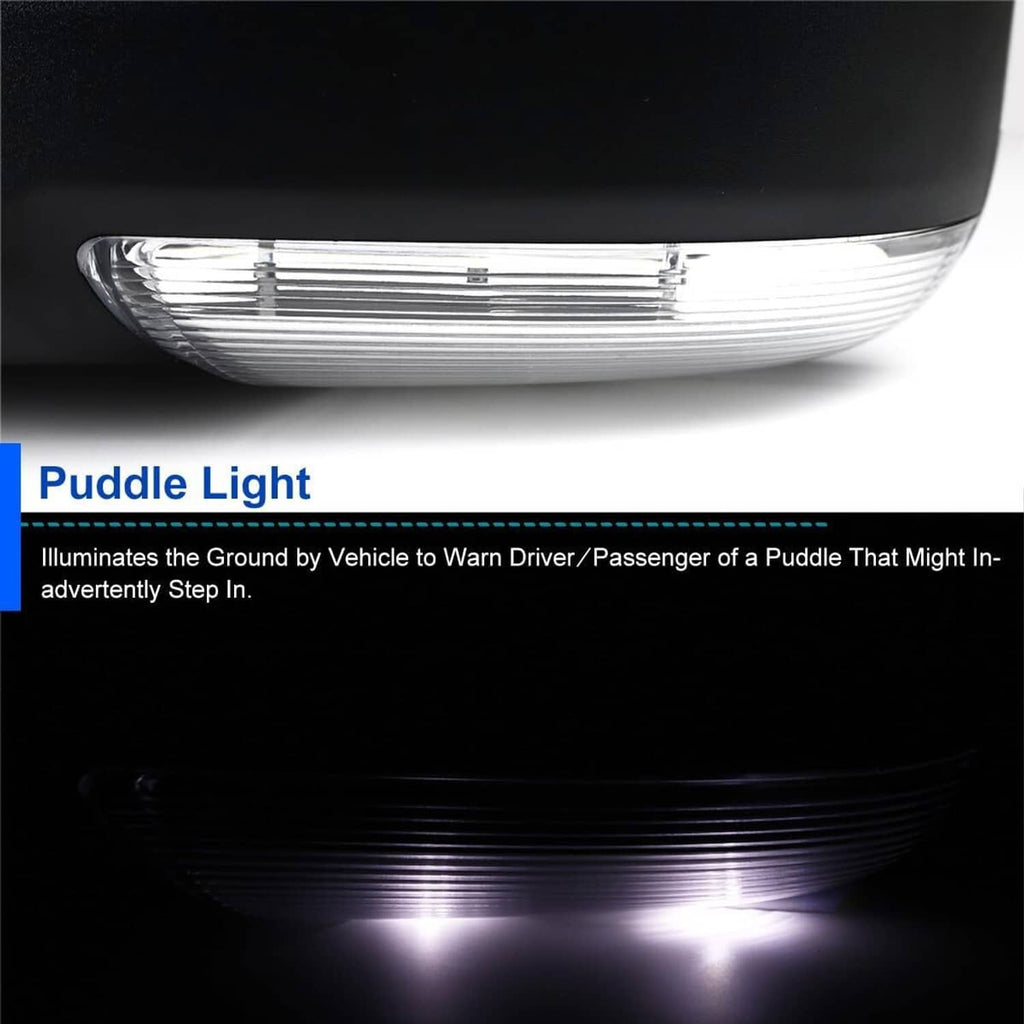 Black side mirror puddle light illuminated with bright ground glow