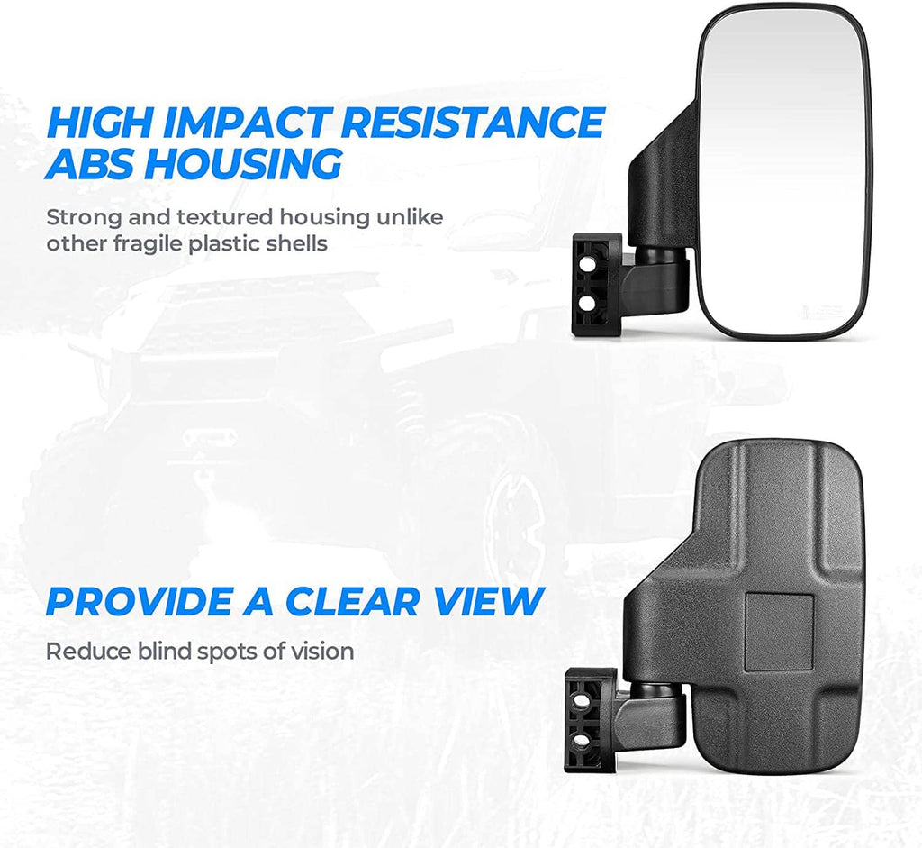 UTV rearview side mirror pair with textured black housing and rectangular lenses