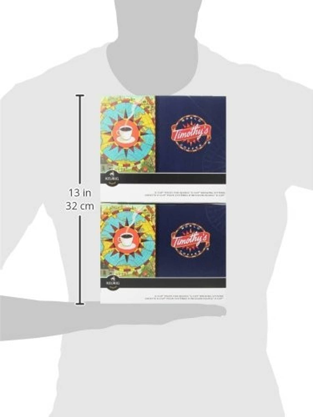 Timothy's Rainforest Espresso K-cup box shown with pod cups in size layout