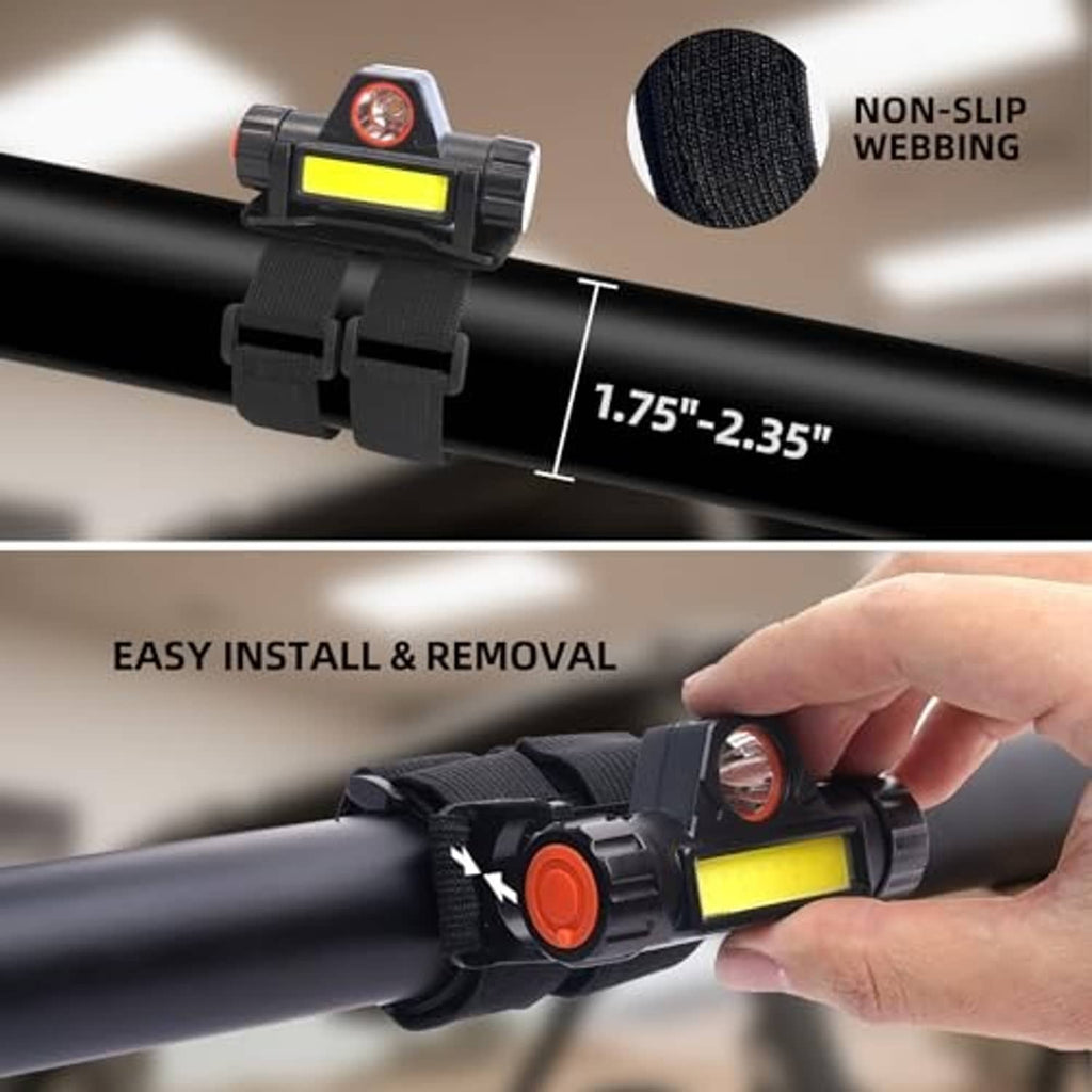 Rechargeable UTV interior light with non-slip webbing straps and COB LED bar