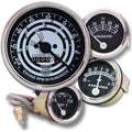 Tractor gauge set with hour, pressure, amperes, and temperature meters plus wiring harness