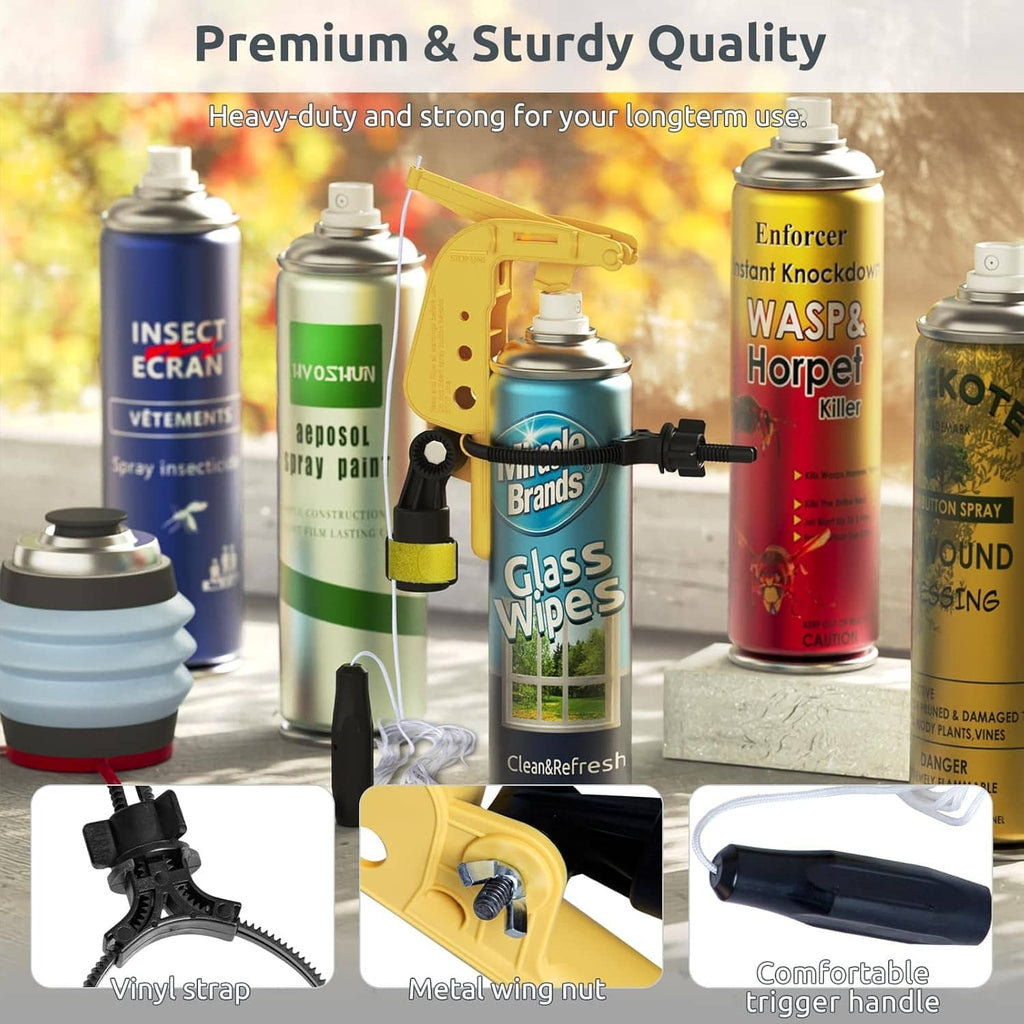Yellow sprayer adaptor with black hose, metal wing nut, and comfort handle