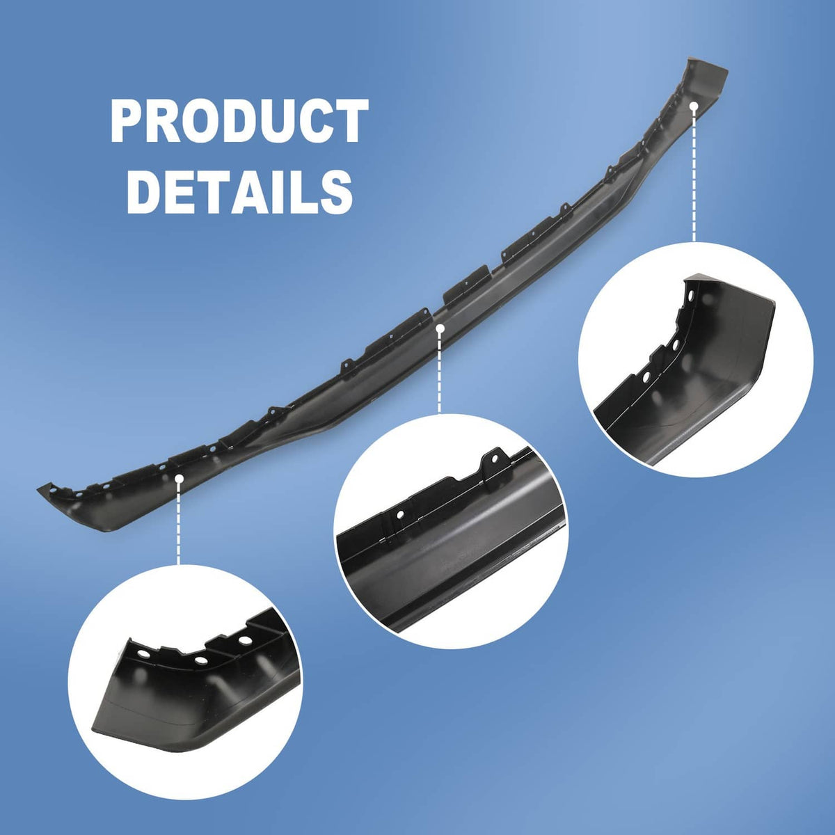 Front lower bumper valance underside, black mounting tabs and channels