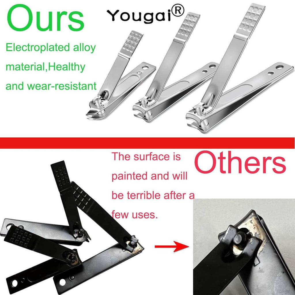 Yougai electroplated alloy nail clippers set with textured file surfaces