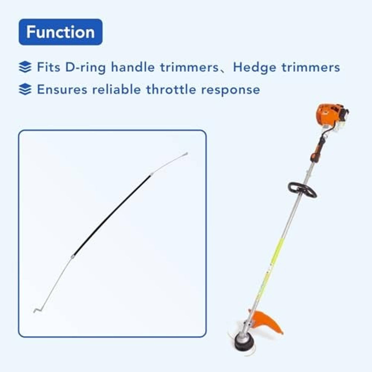 Throttle control cable with metal terminals and black outer housing