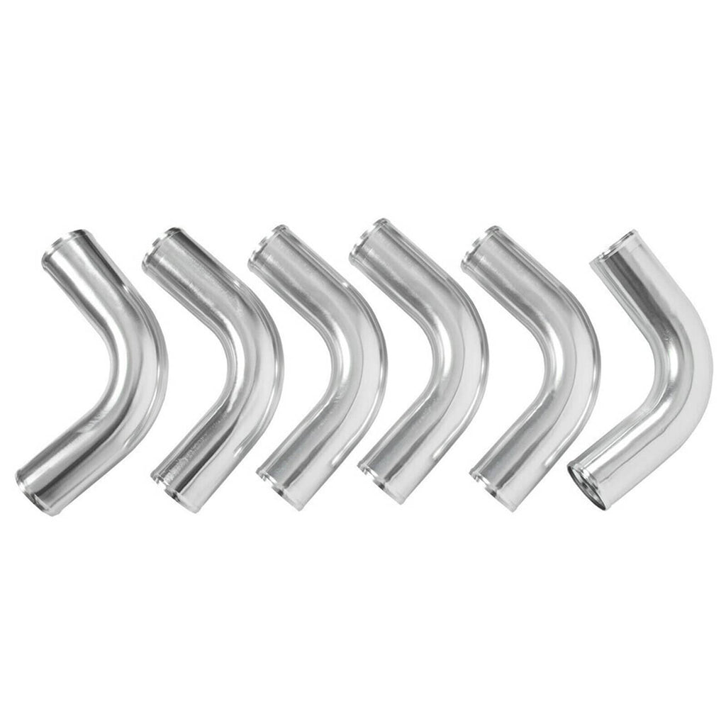 Polished aluminum bent intercooler pipes set with multiple elbow sections