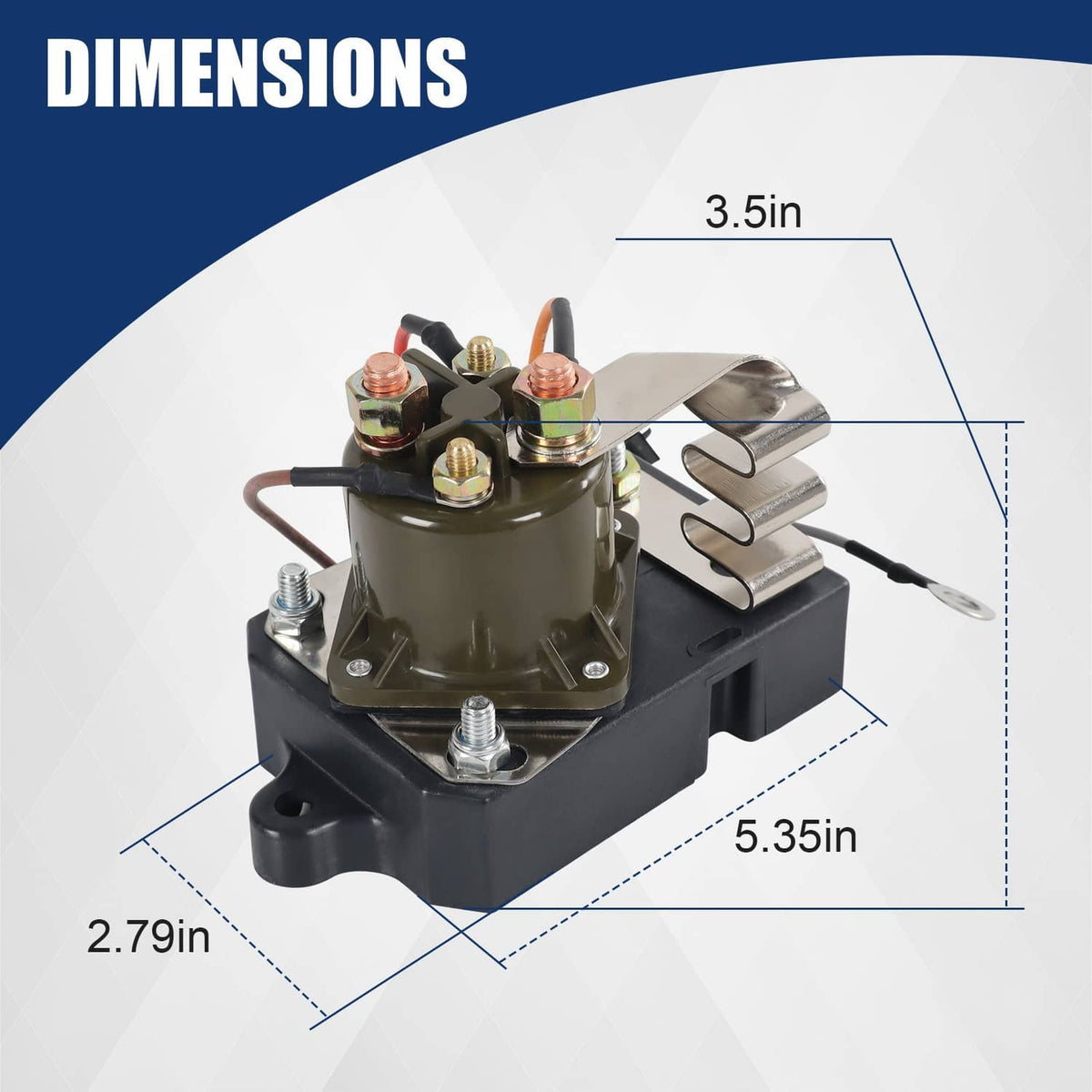 Glow plug controller relay shown with side view and dimension guides