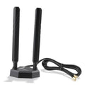 Tri-band WiFi antennas set with magnetic base and black coiled cable, RP-SMA ends