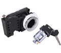 Ignition switch lock cylinder assembly with two keys, black housing and chrome ring.