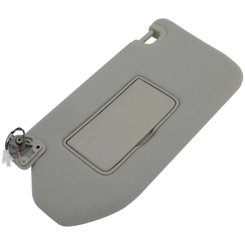 Gray left car sun visor with rectangular window cover and lamp wiring